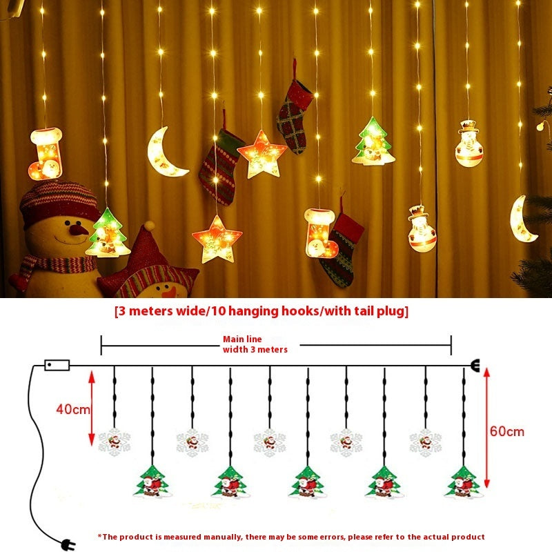 Christmas Painted Curtain Lights Holiday Ambience Rubber Wire Indoor Décor