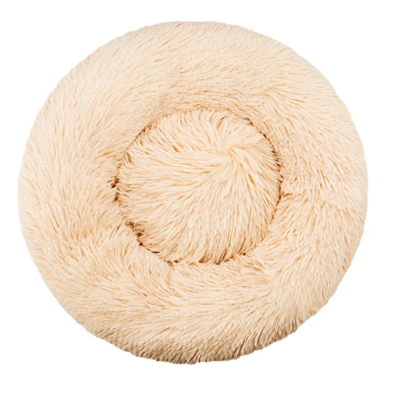 Round Dog Bed Winter Warm Plush Cat Bed Washable Sofa
