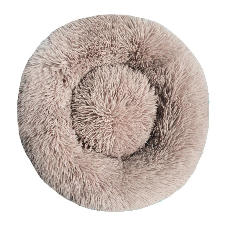 Round Dog Bed Winter Warm Plush Cat Bed Washable Sofa