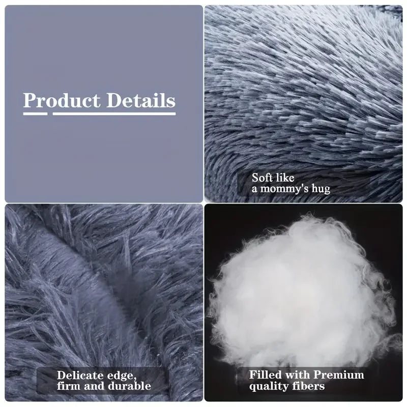 Round Dog Bed Winter Warm Plush Cat Bed Washable Sofa