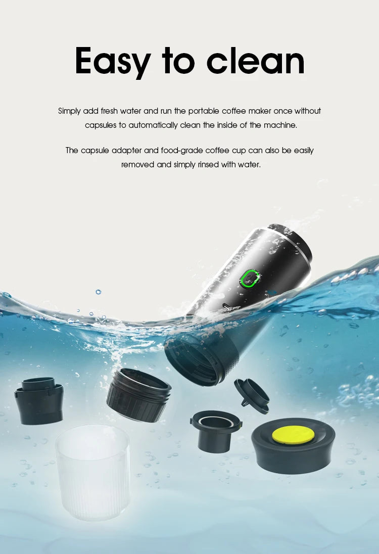 Portable 3-in-1 Espresso Maker for Car, Home, Travel Use