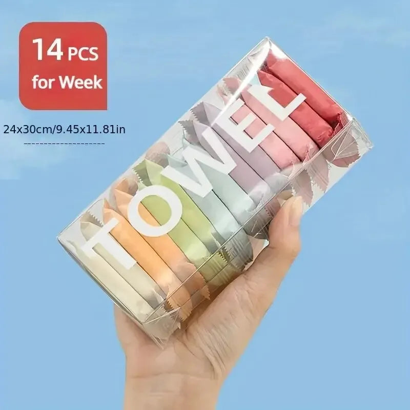 Compact Travel Washcloths – 14pcs Thick Disposable Beauty Towels