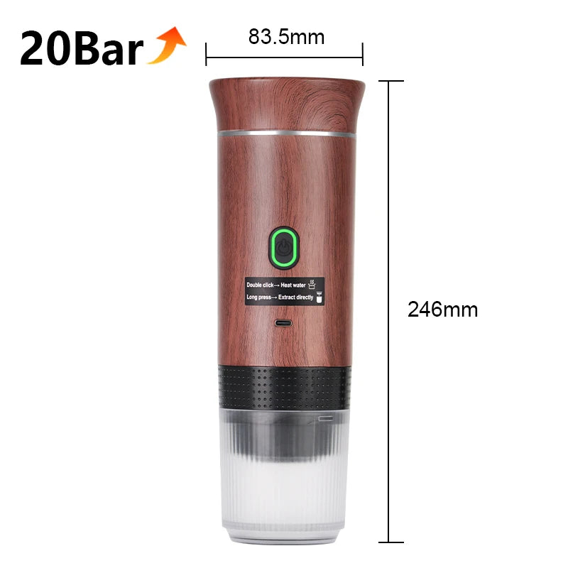 Portable 3-in-1 Espresso Maker for Car, Home, Travel Use