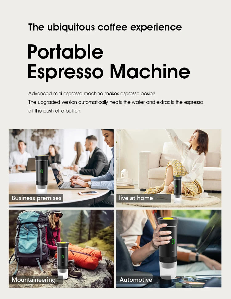 Portable 3-in-1 Espresso Maker for Car, Home, Travel Use