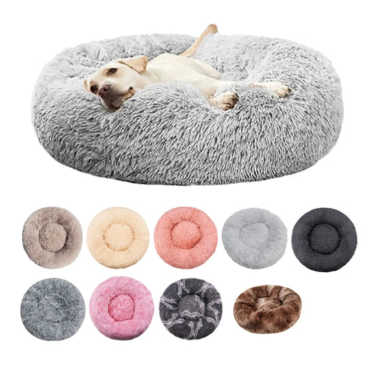 Round Dog Bed Winter Warm Plush Cat Bed Washable Sofa