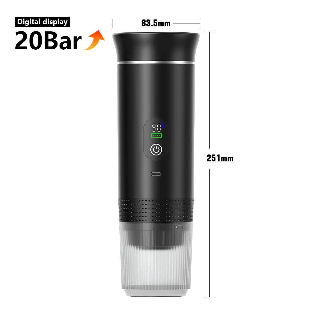 Portable 3-in-1 Espresso Maker for Car, Home, Travel Use