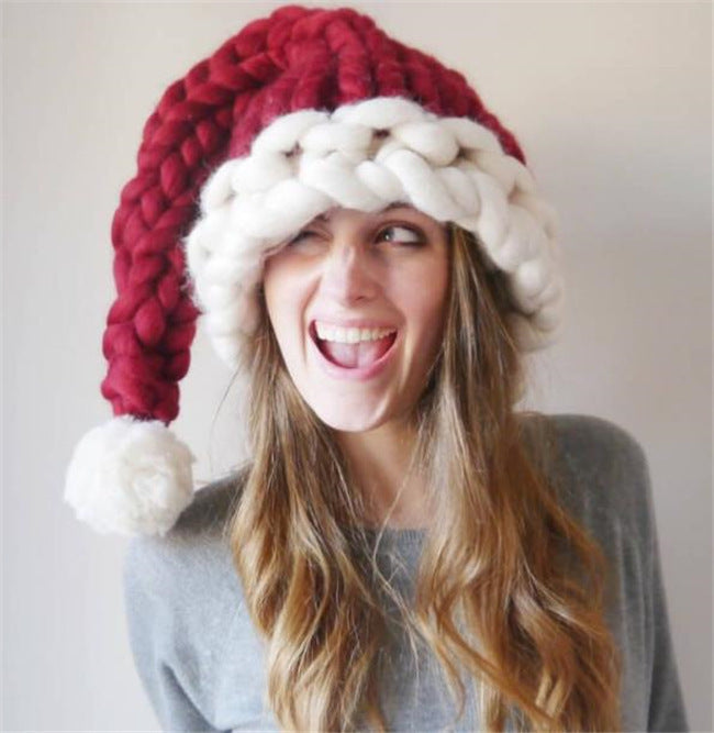 Soft Christmas Plush Pompom Winter Hat for Women Men Child Gift