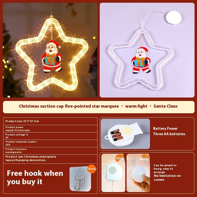 LED Christmas Star Light Pendant Decoration for Windows Doors Holiday Décor