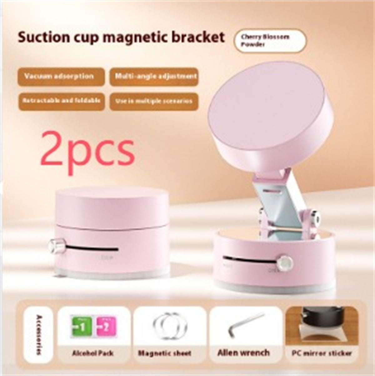 Foldable Magnetic Vacuum Car Phone Holder Suction Cup Hands-Free Mount