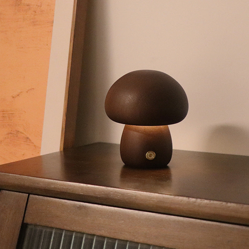 Wooden Mushroom Bedside LED Night Lamp for Cosy Home Décor