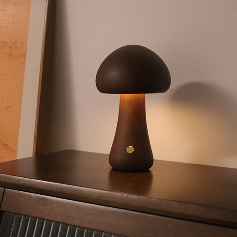Wooden Mushroom Bedside LED Night Lamp for Cosy Home Décor