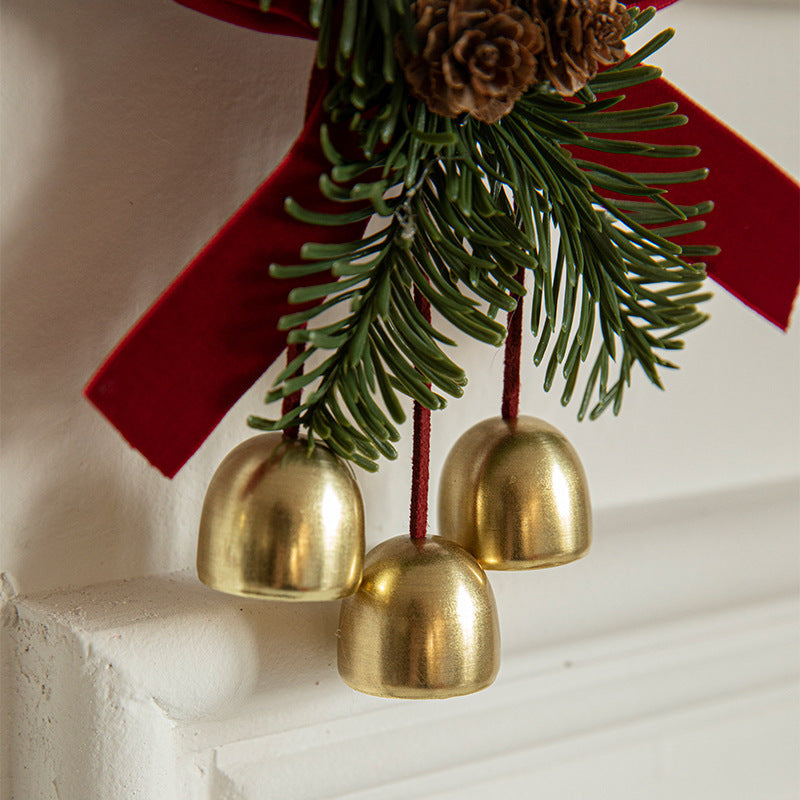 Velvet Bow Bell-Shaped Christmas Hanging Ornament for Festive Home Décor