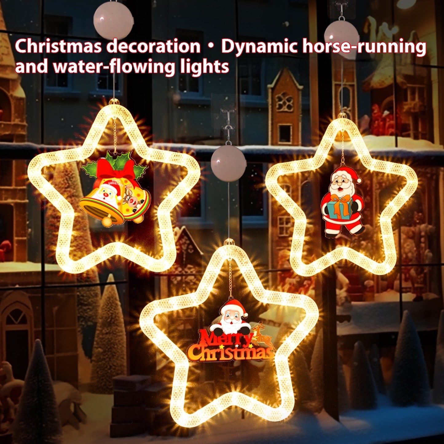 LED Christmas Star Light Pendant Decoration for Windows Doors Holiday Décor