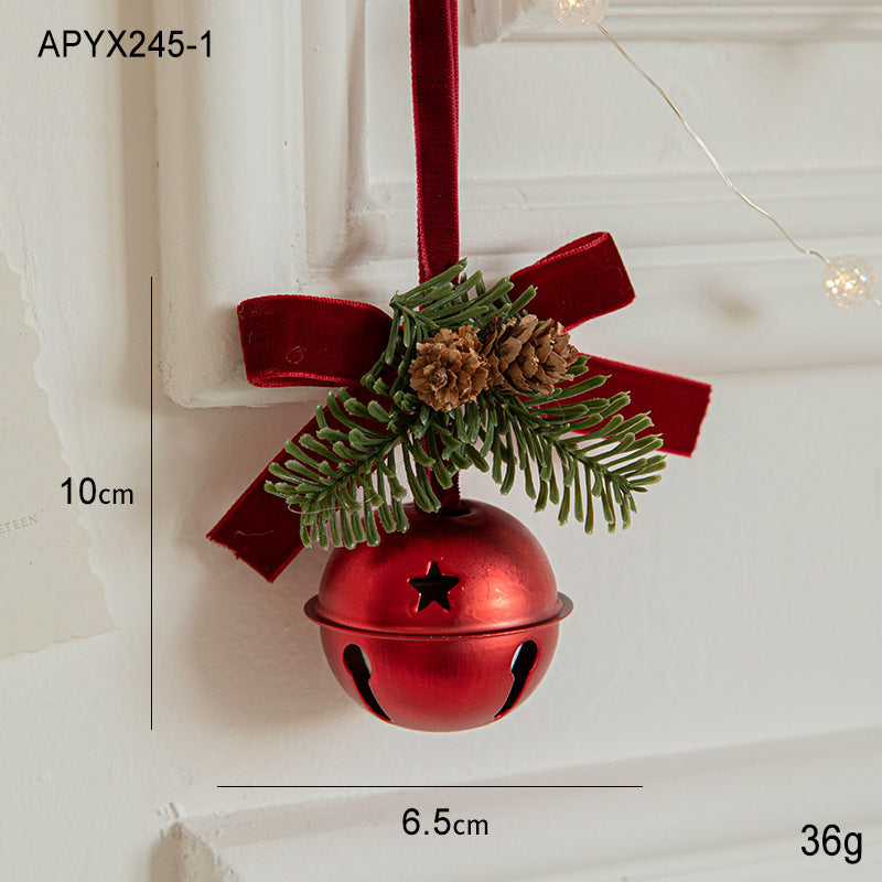 Velvet Bow Bell-Shaped Christmas Hanging Ornament for Festive Home Décor