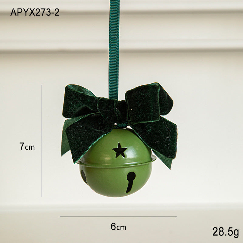 Velvet Bow Bell-Shaped Christmas Hanging Ornament for Festive Home Décor
