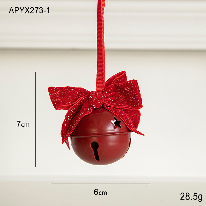 Velvet Bow Bell-Shaped Christmas Hanging Ornament for Festive Home Décor