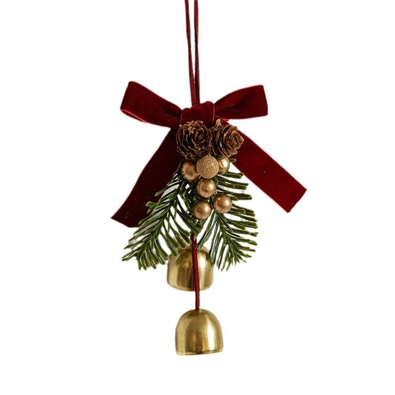 Velvet Bow Bell-Shaped Christmas Hanging Ornament for Festive Home Décor
