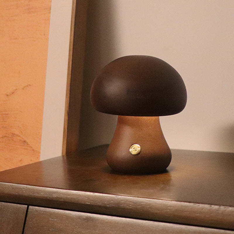 Wooden Mushroom Bedside LED Night Lamp for Cosy Home Décor
