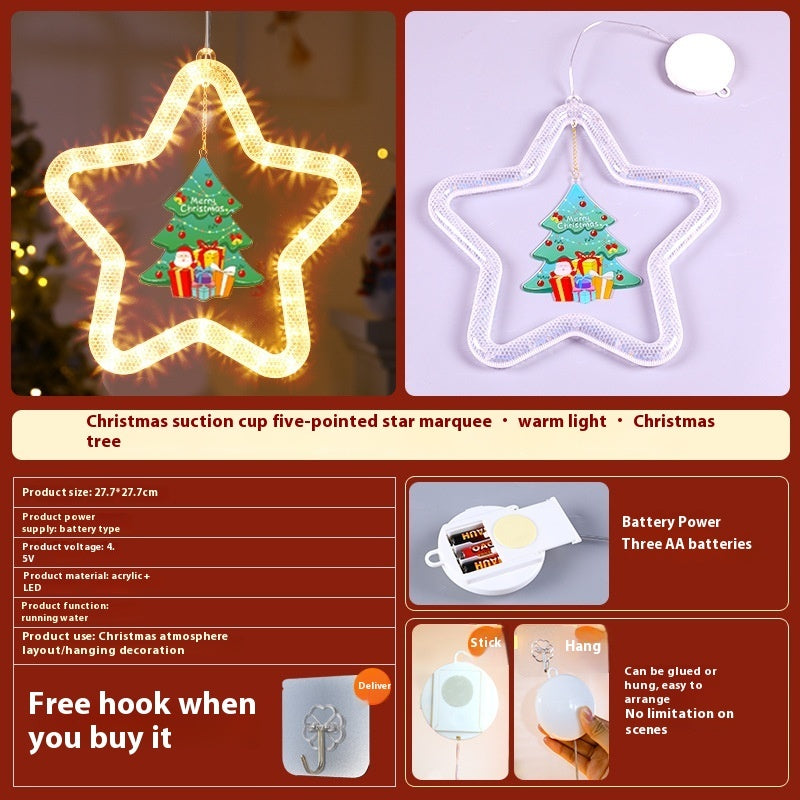 LED Christmas Star Light Pendant Decoration for Windows Doors Holiday Décor