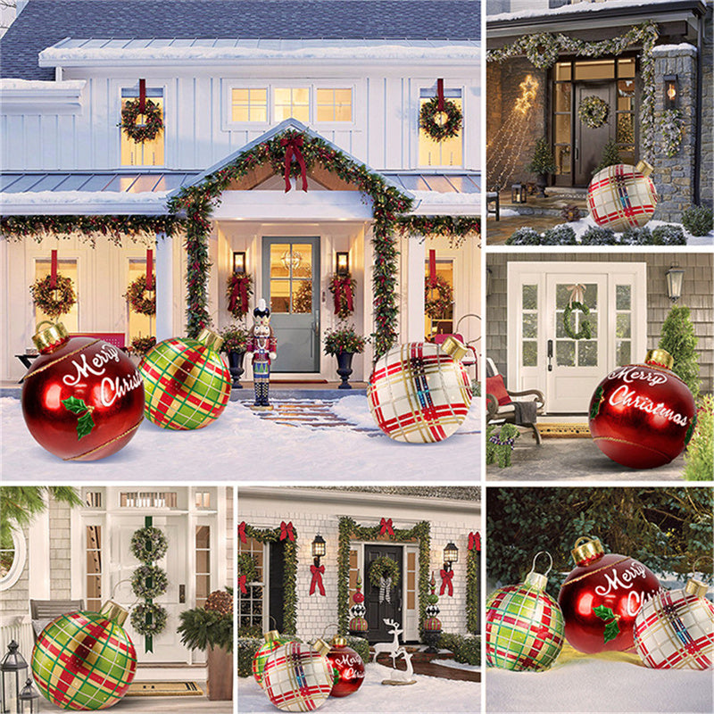 60CM PVC Inflatable Christmas Ornament Ball Outdoor Giant Holiday Decoration