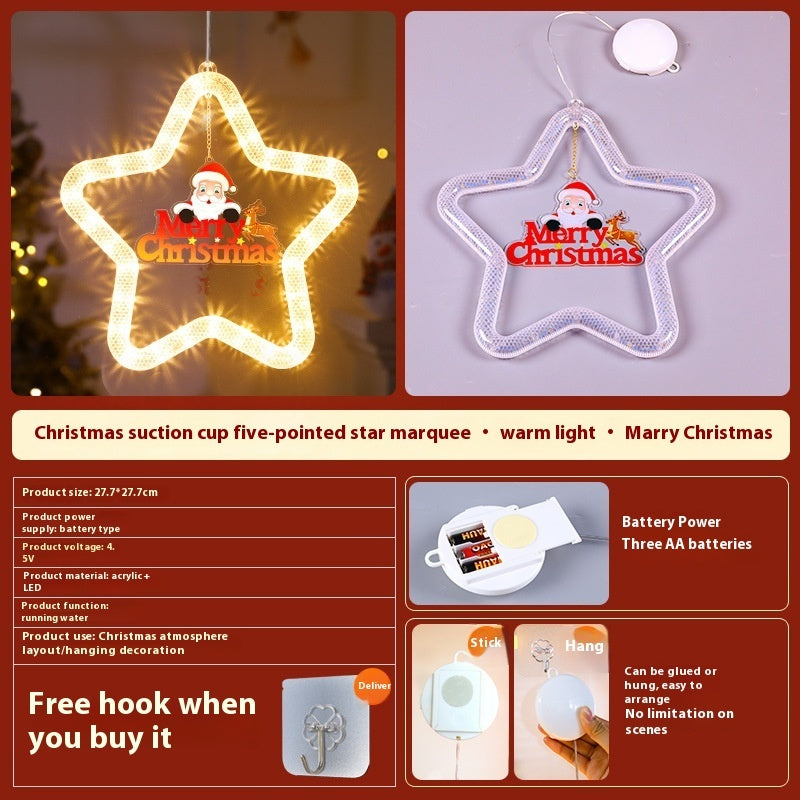 LED Christmas Star Light Pendant Decoration for Windows Doors Holiday Décor