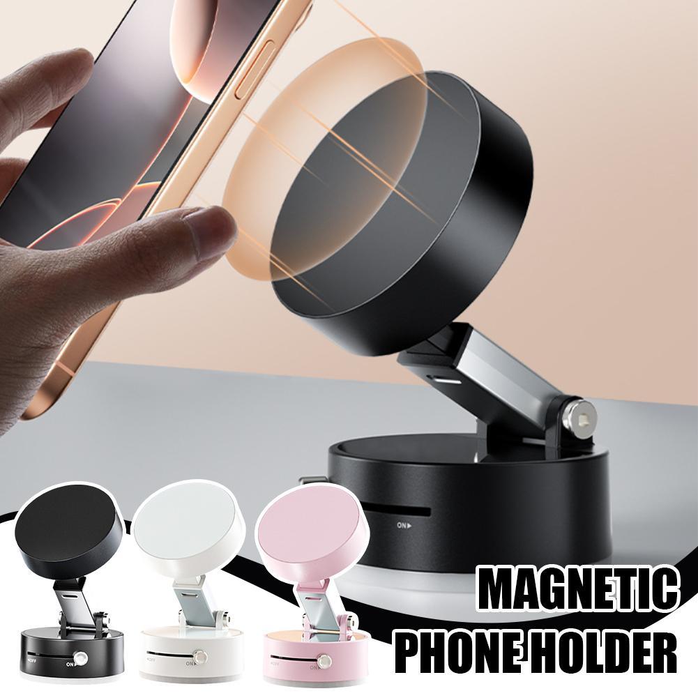 Foldable Magnetic Vacuum Car Phone Holder Suction Cup Hands-Free Mount