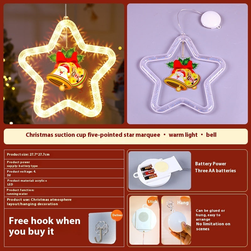 LED Christmas Star Light Pendant Decoration for Windows Doors Holiday Décor