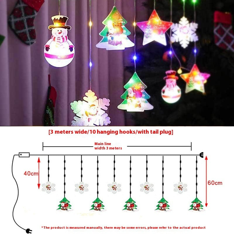 Christmas Painted Curtain Lights Holiday Ambience Rubber Wire Indoor Décor