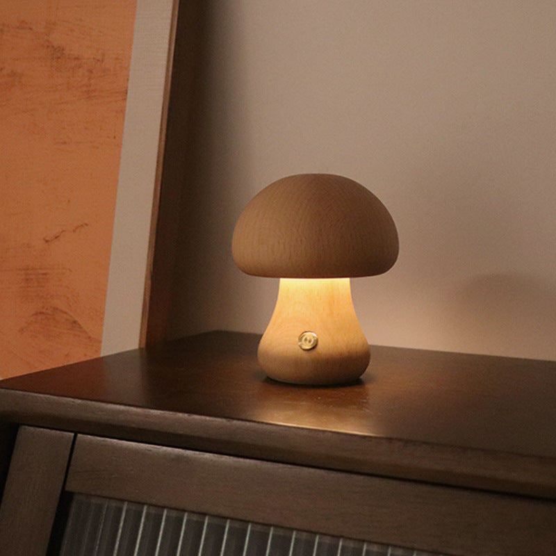 Wooden Mushroom Bedside LED Night Lamp for Cosy Home Décor