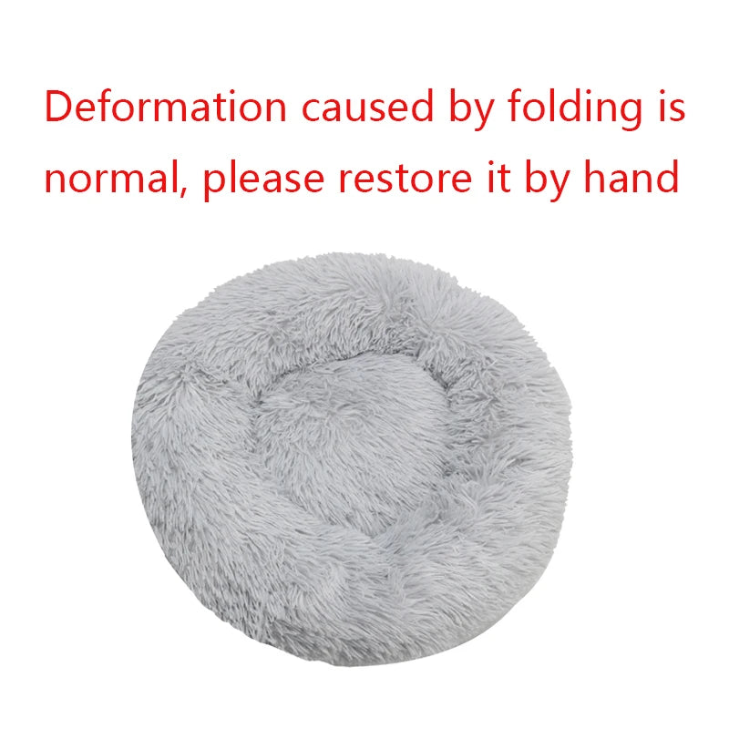 Round Dog Bed Winter Warm Plush Cat Bed Washable Sofa