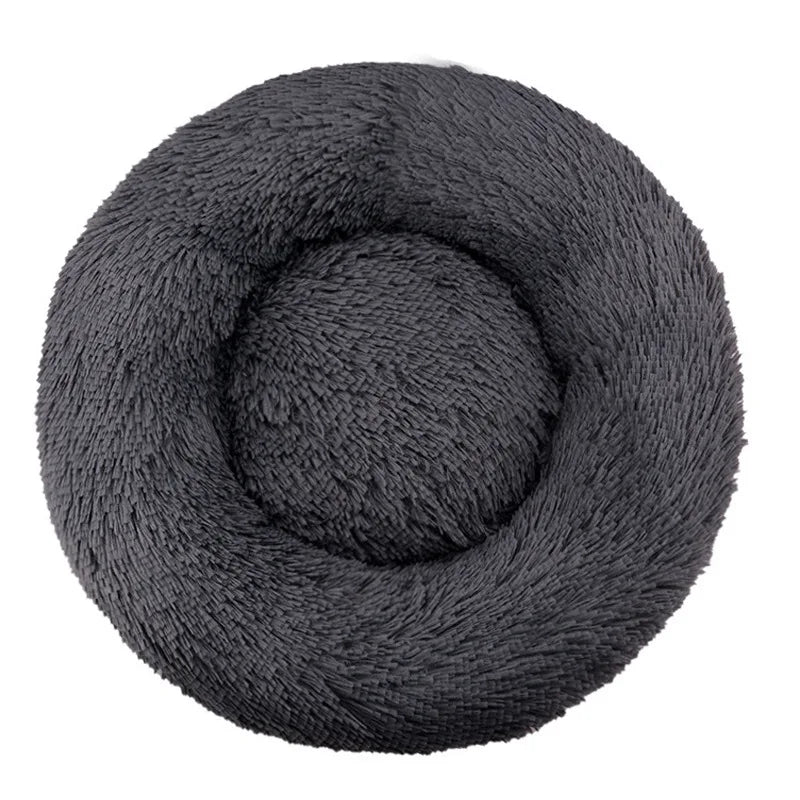 Round Dog Bed Winter Warm Plush Cat Bed Washable Sofa