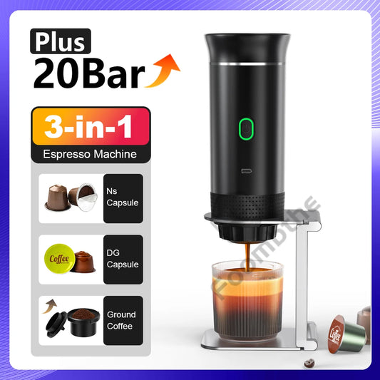 Portable 3-in-1 Espresso Maker for Car, Home, Travel Use