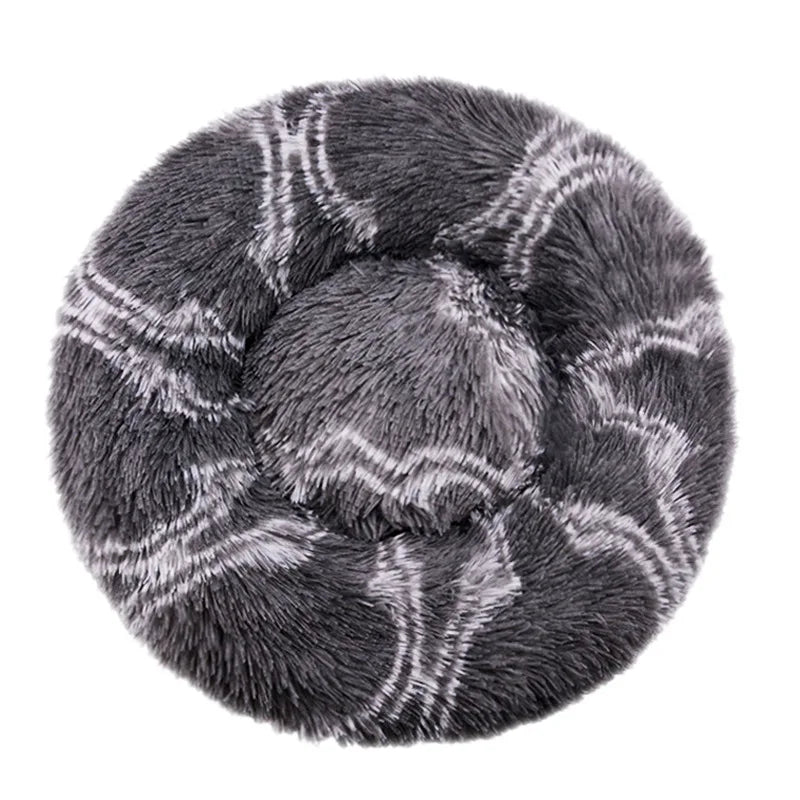Round Dog Bed Winter Warm Plush Cat Bed Washable Sofa
