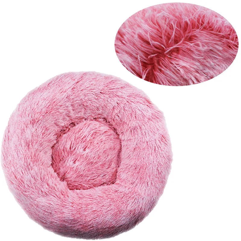 Round Dog Bed Winter Warm Plush Cat Bed Washable Sofa