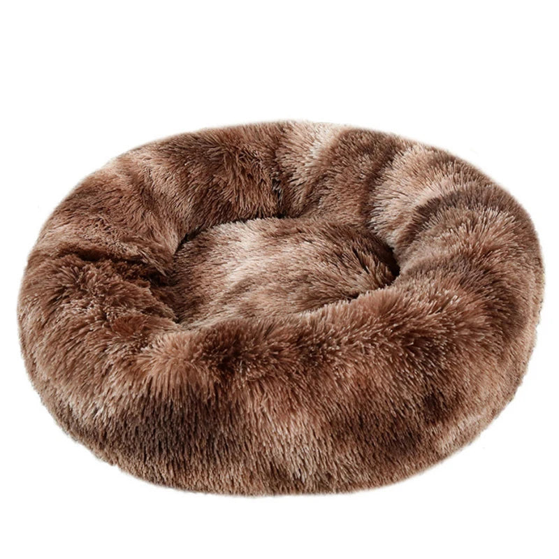 Round Dog Bed Winter Warm Plush Cat Bed Washable Sofa