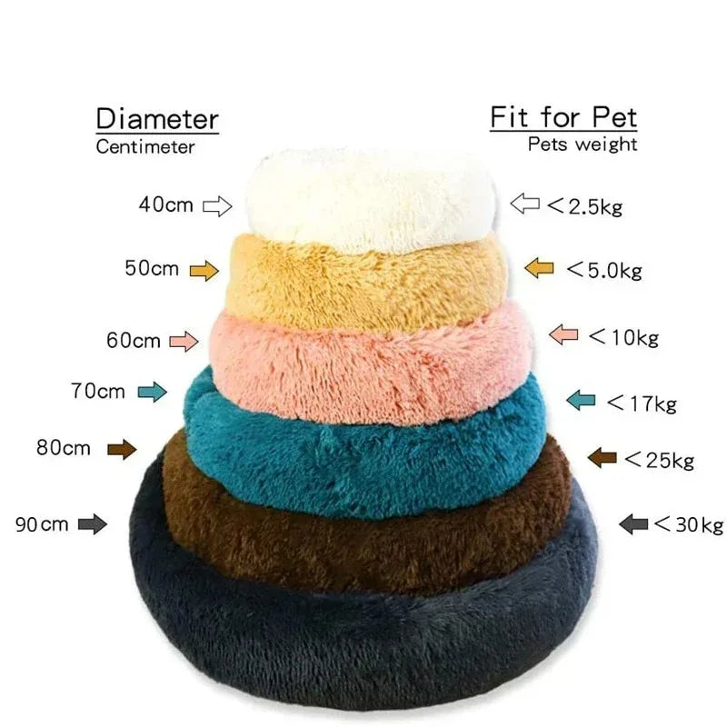 Round Dog Bed Winter Warm Plush Cat Bed Washable Sofa