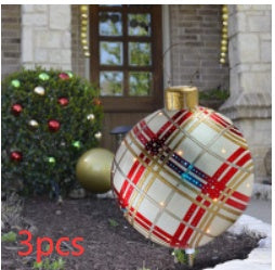 60CM PVC Inflatable Christmas Ornament Ball Outdoor Giant Holiday Decoration
