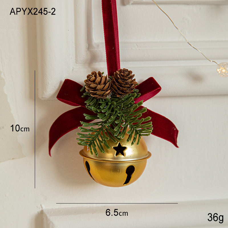Velvet Bow Bell-Shaped Christmas Hanging Ornament for Festive Home Décor