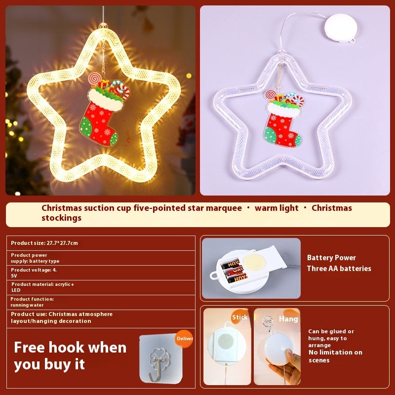 LED Christmas Star Light Pendant Decoration for Windows Doors Holiday Décor
