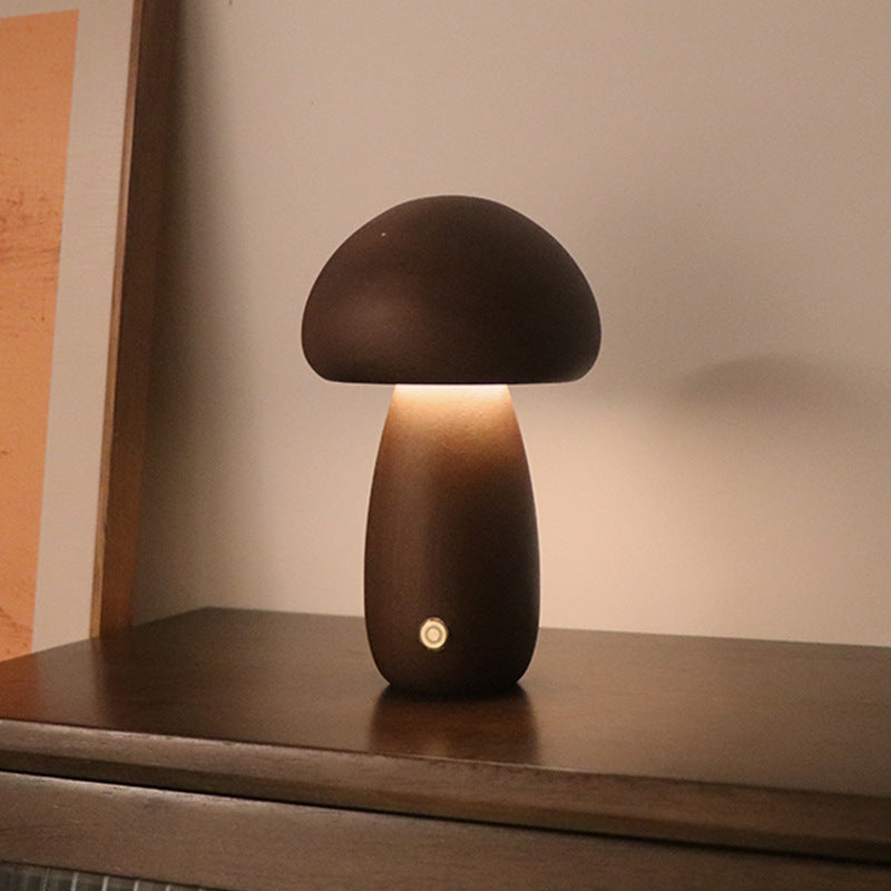 Wooden Mushroom Bedside LED Night Lamp for Cosy Home Décor