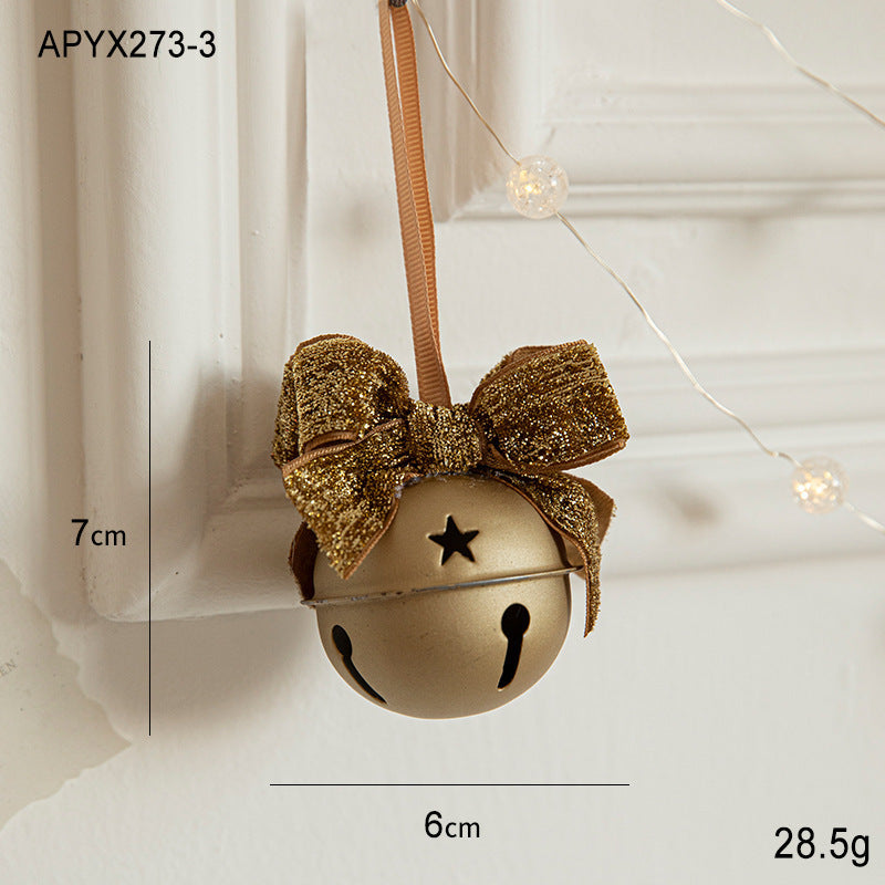 Velvet Bow Bell-Shaped Christmas Hanging Ornament for Festive Home Décor