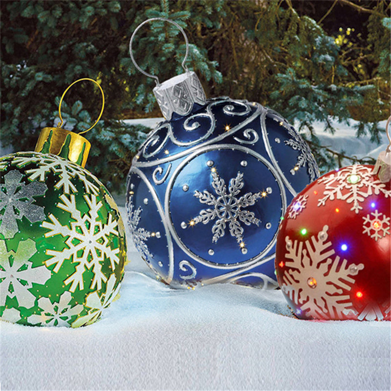 60CM PVC Inflatable Christmas Ornament Ball Outdoor Giant Holiday Decoration