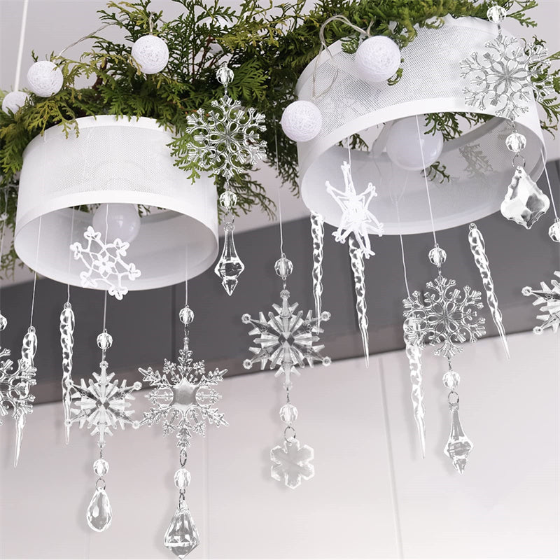 Acrylic Snow Ice Strip Hanging Ornaments for Christmas Tree Decoration